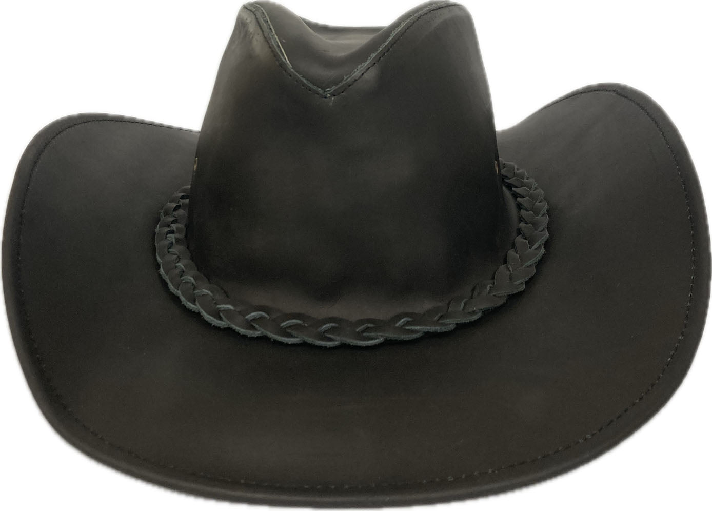 London Milan by Lebo's Black Leather Men's Hat with Braided Hatband  LM-BLBRAID