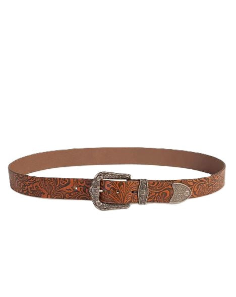 Loyal West Brown Floral Leather Sophia Women's Belt LW-S25-170-EB