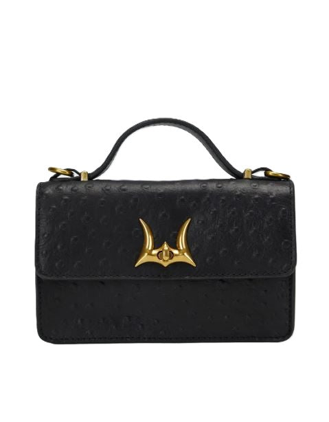 Loyal West Black Valencia Ostrich Leather Bag LW-S25-257