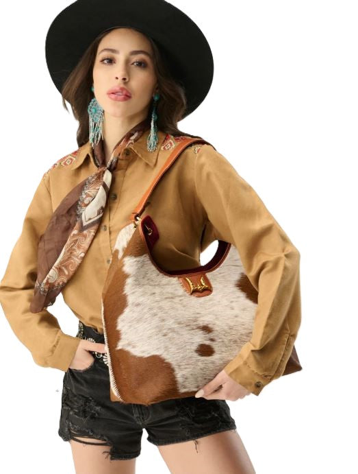 Loyal West Brown & White Cowhide Calfskin Large Purse LW-S25-286