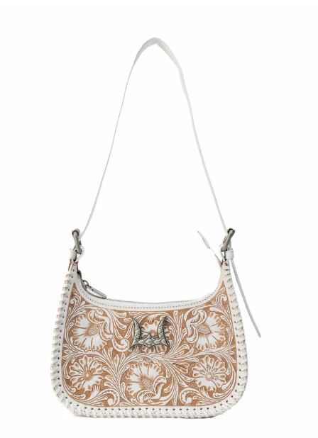 Loyal West Ivory Dust Handtooled Leather and Calfskin Dannia Medium Purse LW-S25-325