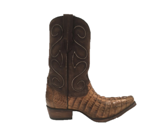 Safari Exotic Leather Tan Burnished Alligator Tail Mens Shoes M1002-GATOR