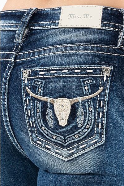 Miss Me Dark Wash All Night Longhorn Women's Bootcut Jeans M3914B