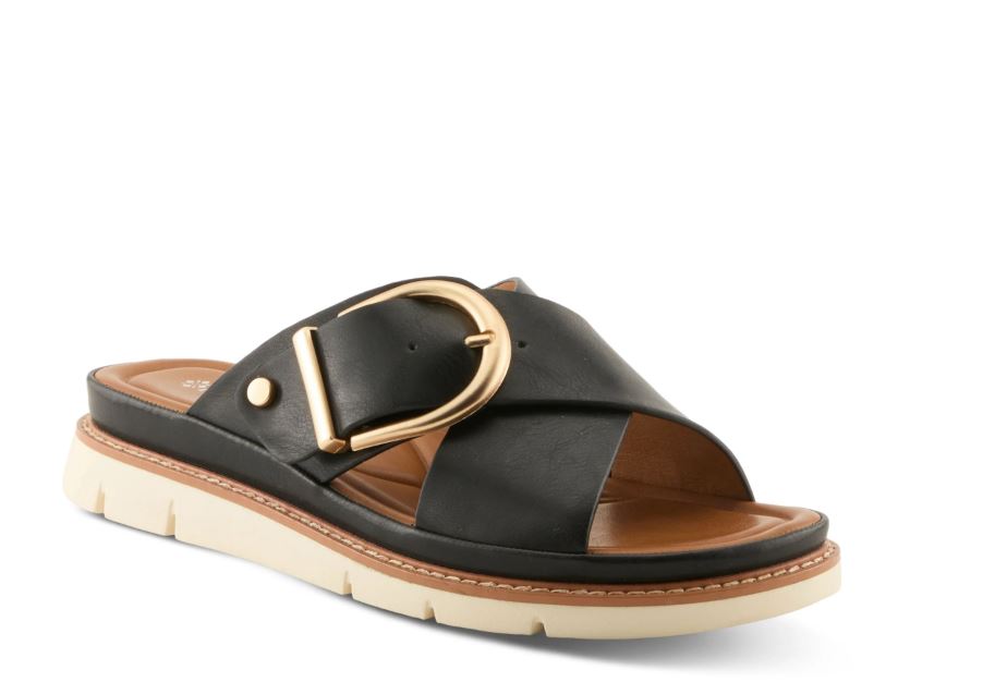 Patrizia by Spring Step Black Buckle Marynia Women's Sandals MARYNIA-B