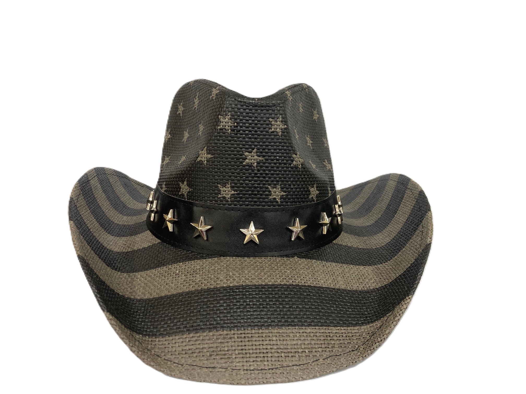 Lebo's Black/Grey American Flag Straw Hat MB05BLACK