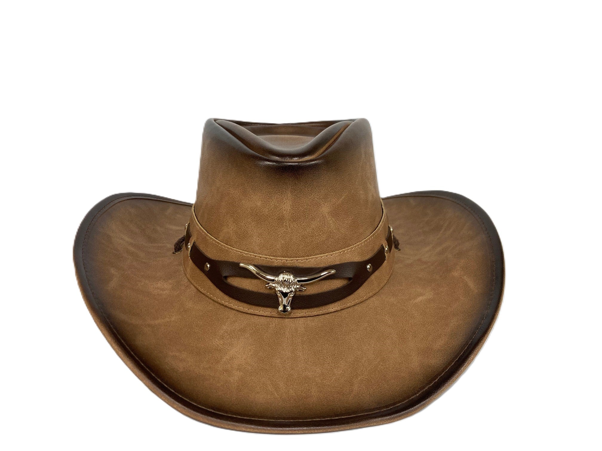 Lebo's Brown Western Hat with Deocrative Longhorn Hatband MB10 BROWN