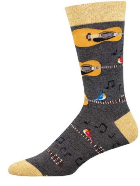 Socksmith Charcoal Heather Nice Acoustics Men's Bamboo Socks MBN2991-CHH