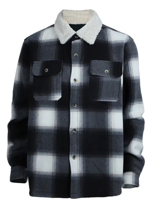Lee Hanton Black/Beige Plaid Men's Sherpa Jacket MFJ506-BB