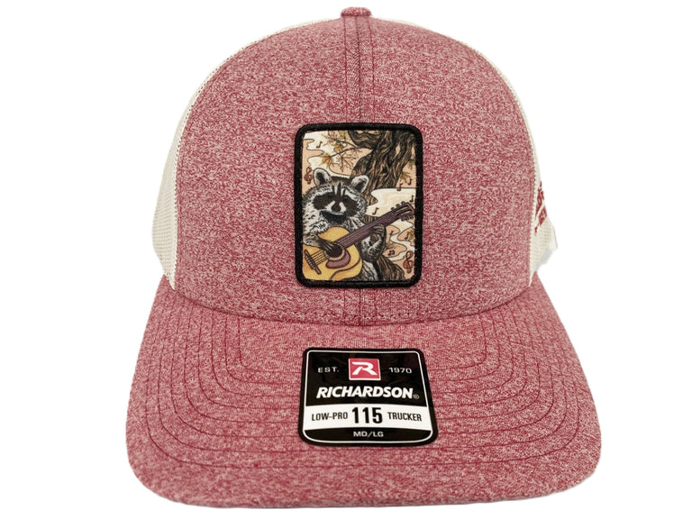 Lebo's Heather Red/Birch Richardson 115 Low Pro Trucker Hat with Racoo