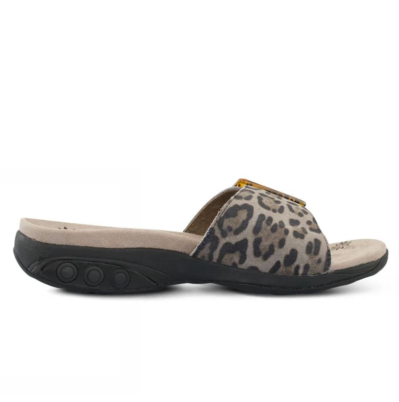 Therafit Leopard Mila Women's Suede Adjustable Buckle Slide Sandals F10710C