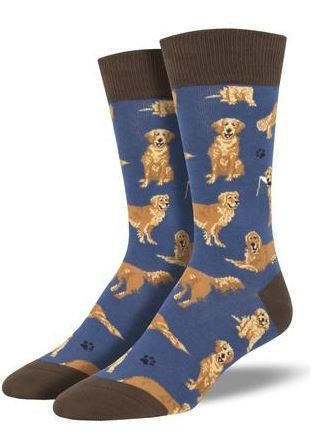 SockSmith Men's Blue Golden Retrievers Socks MNC1843