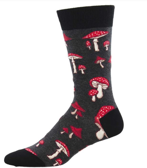 Socksmith Charcoal Pretty Fly for a Fungi Men's Crew Socks MNC2429-CHH
