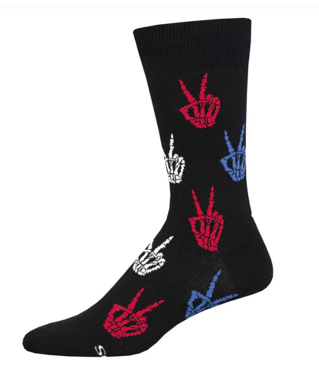Socksmith Black R I Peace Men's Crew Socks MNC2729-BLK