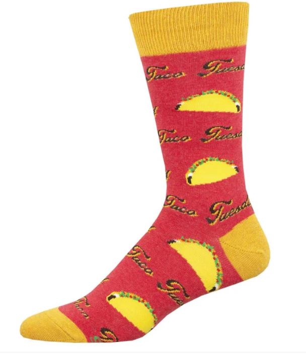 Socksmith Red Heather Taco Tuesday Men's Crew Socks MNC2921-RHT