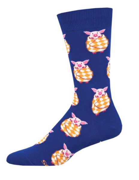 Socksmith Navy Pigs In A Blanket Men's Crew Socks MNC3044-NAV
