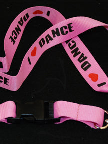 N-76 I LOVE DANCING Lanyard - Black & Pink