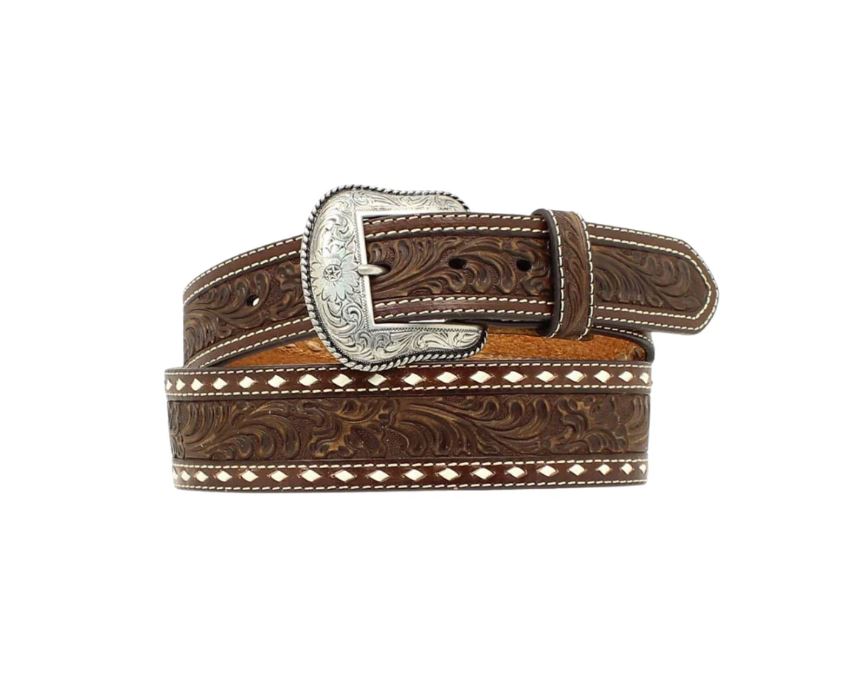 Nocona Brown Men's Belt with Removable Etched Buckle N2497802