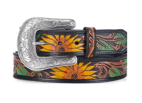 Nocona Sunflower Tooled with Silver Buckle Women's Belt N320002301