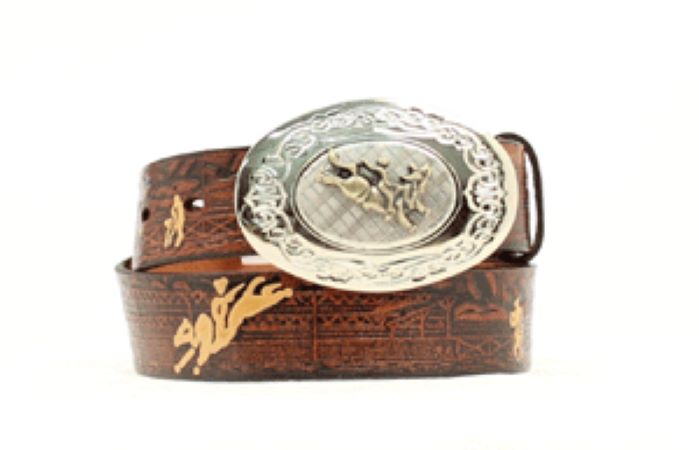 Nocona Brown Leather Kids Rodeo Belt with Buckle N4422002