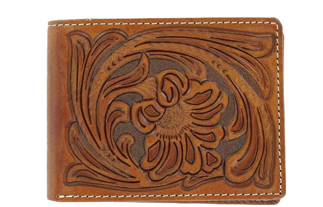Nocona Tan Tooled Leather Bi-Fold Wallet N5490608