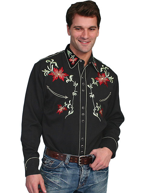 Scully Black Men's Snap Front Long Sleeve Shirt P-633