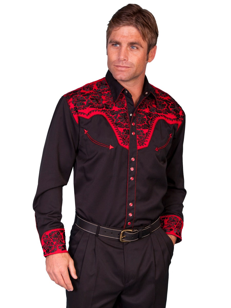 Scully Floral Tooled Embroidered Snap Front Shirt   P634 TOM    ****Online Only