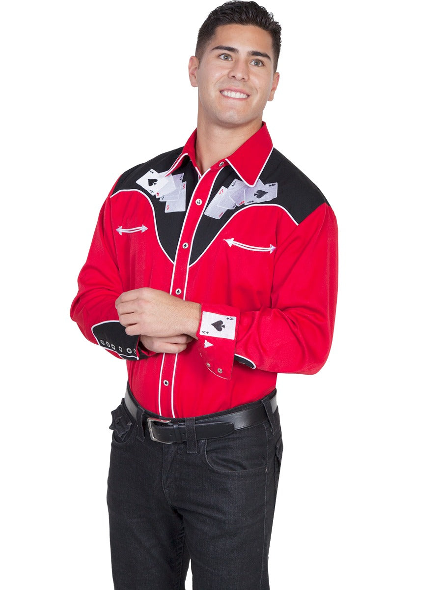 Scully Four Aces Embroidered Snap Front Shirt   P686 RED   ***Online Only