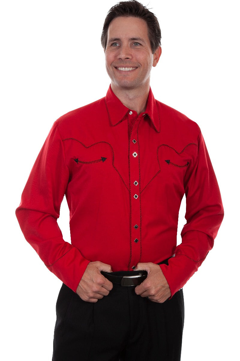 Scully Solid Shirt with Candy Cane Piping Snap Front  P726 CRI  ***Online Only