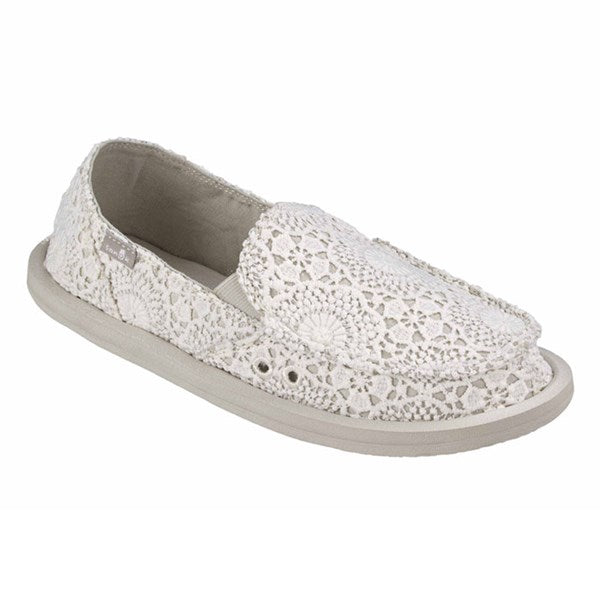 1015911 White/Oatmeal Donna Crochet Womens Comfort Sanuk Shoes