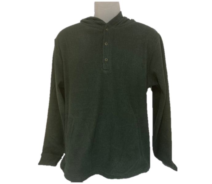 Stillwater Supply Dark Spruce Men's Hooded Henley Long Sleeve Shirt P1011-163-521