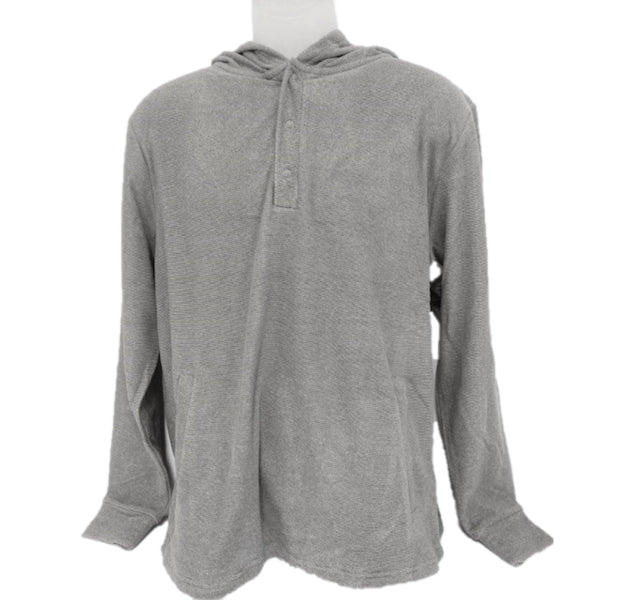 Stillwater Supply Cement Grey Men's Hooded Henley Long Sleeve Shirt P1011-163-919