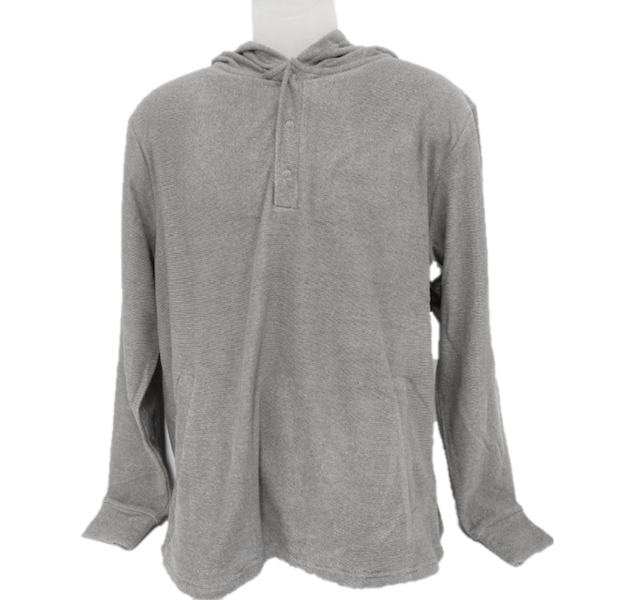 Stillwater Supply Cement Grey Men's Hooded Henley Long Sleeve Shirt P1011-163-919