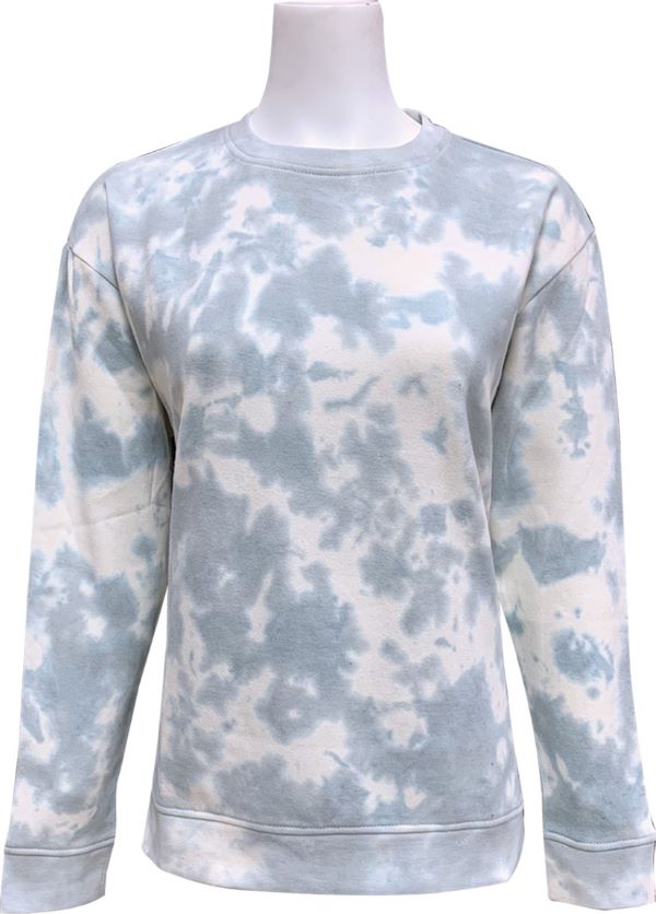 Stillwater Supply Gray Tie Dye Crew Ladies Sweatshirt with Side Slits P2860-004-CSL-G