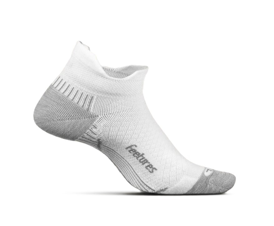 Feetures White Plantar Fasciitis Relief NoSho Sock Light Cushion Tab Sock PF50158