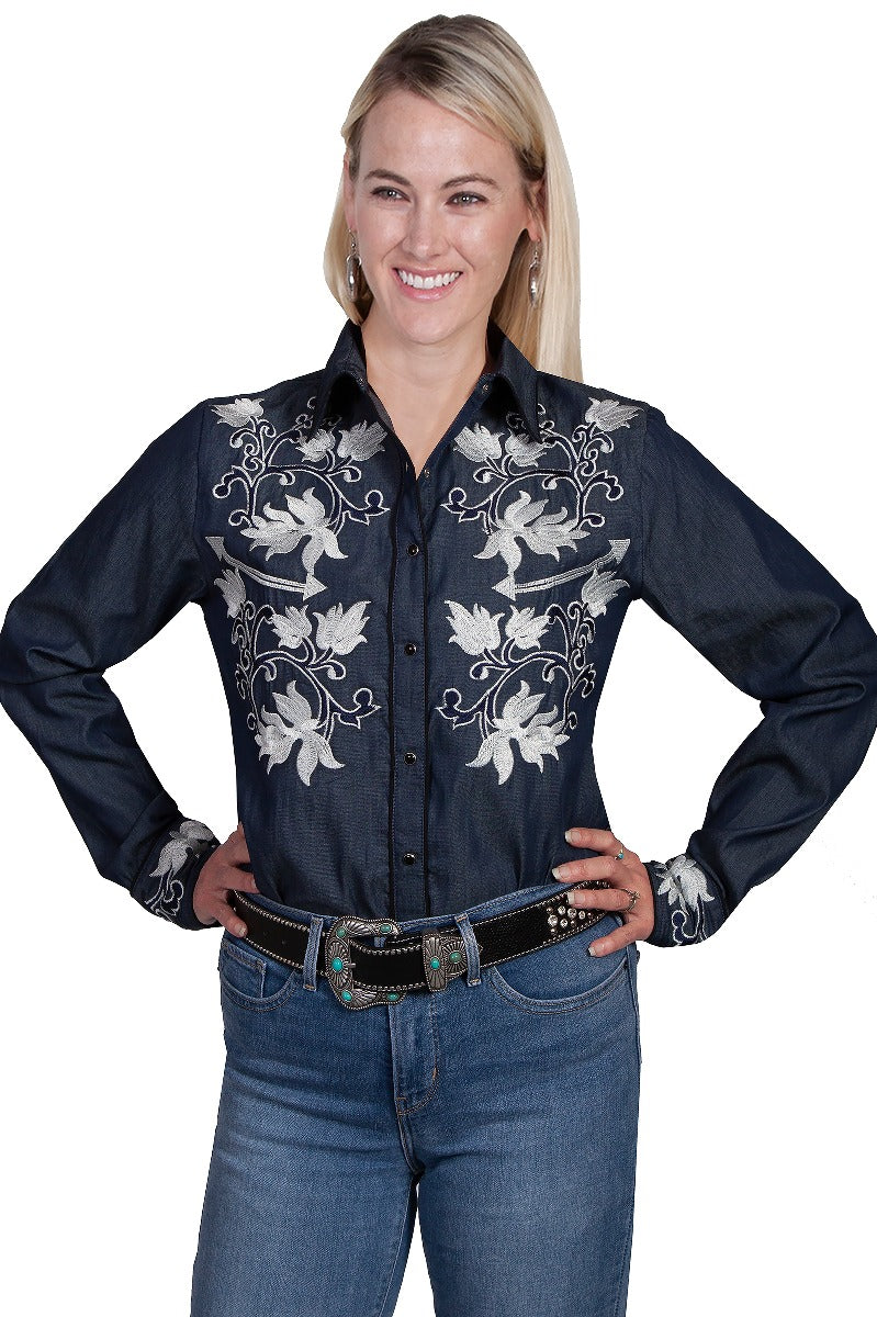 Scully Embroidered front and cuffs snap front western shirt  PL894 CHM   ***Online Only