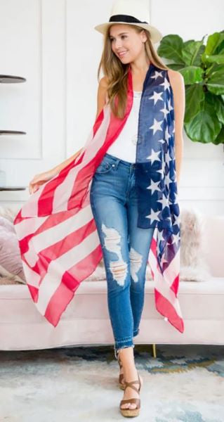 Bhalla USA Flag Open Front Vest Kimono