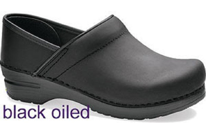 Professional Black Oiled Classic Closed-Back Clogs Dansko Womens Shoes