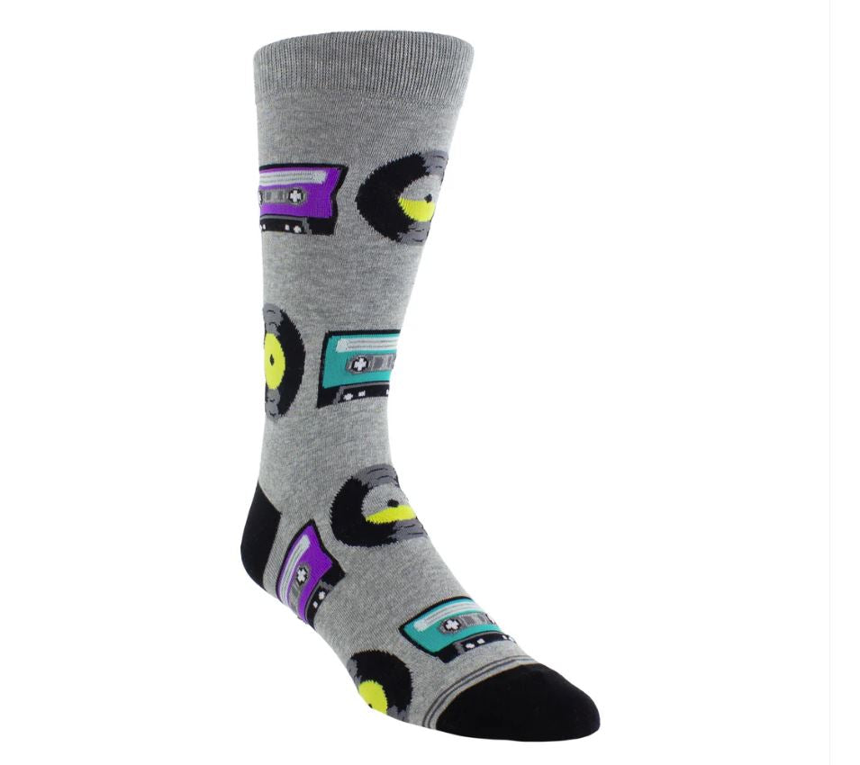 Perri Retro Vinyl and Cassette Crew Knit Socks (1 pair) PSB309-050