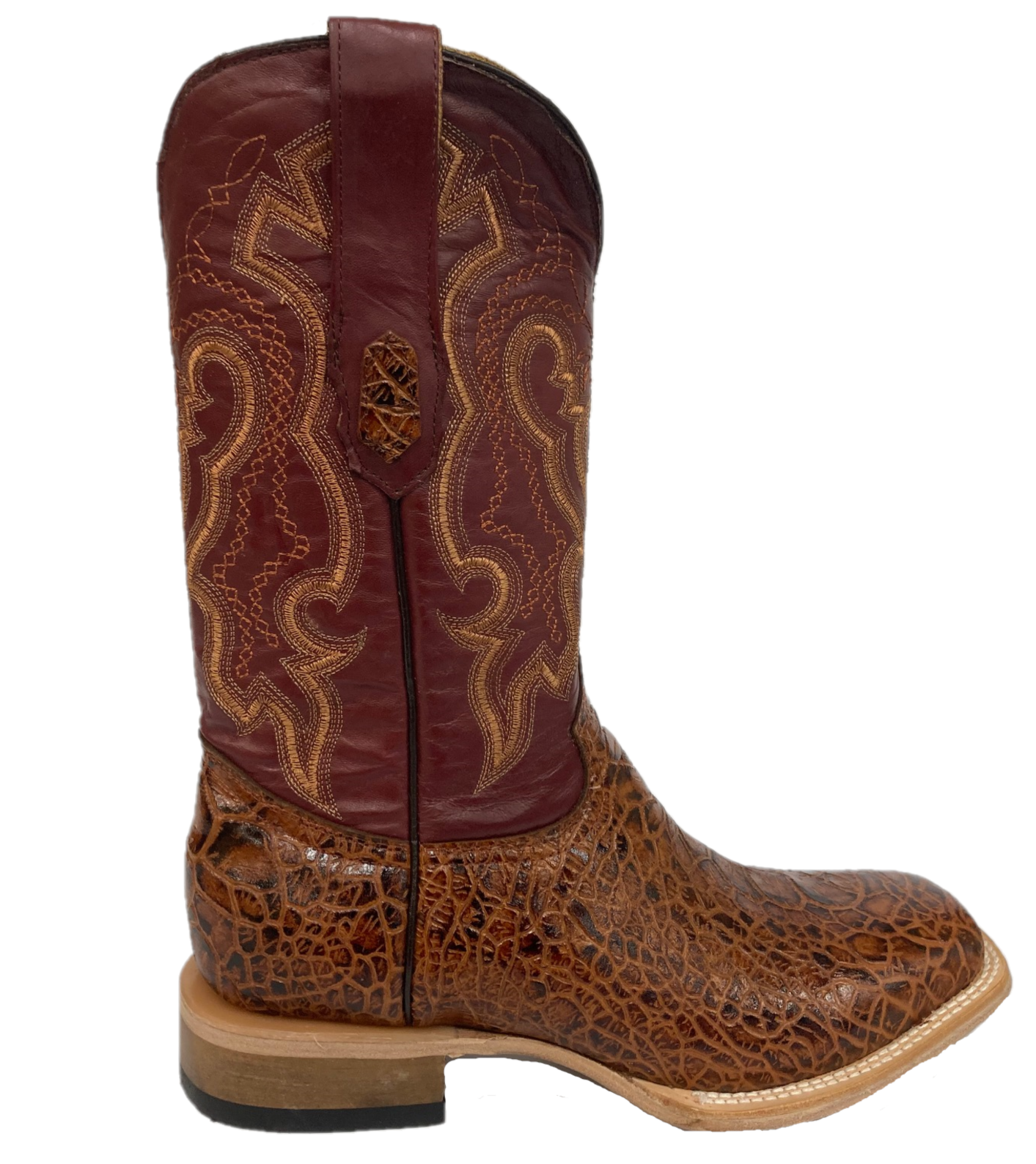 Cowtown Boots Cognac Sea Turtle Print Men's Western Boots with Leather Sole Q6043