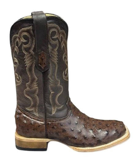 Cowtown Rustic Brown Ostrich Print Men's Western Boots Q6073