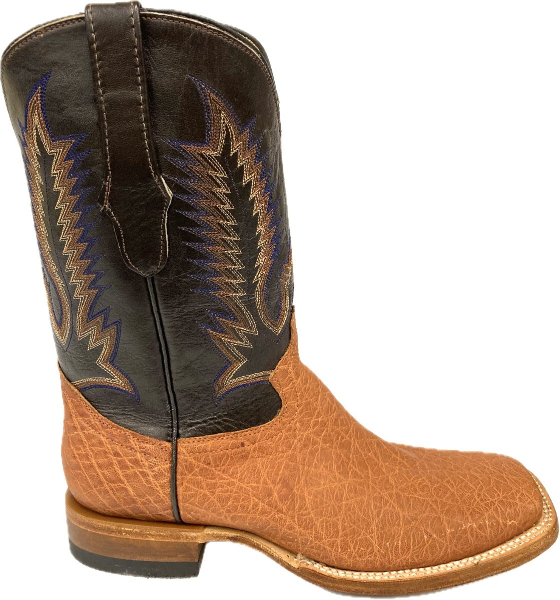 Cowtown Boots Tan with Dark Brown Top Men's Elephant Tan Wide Square Toe Western Boots Q828