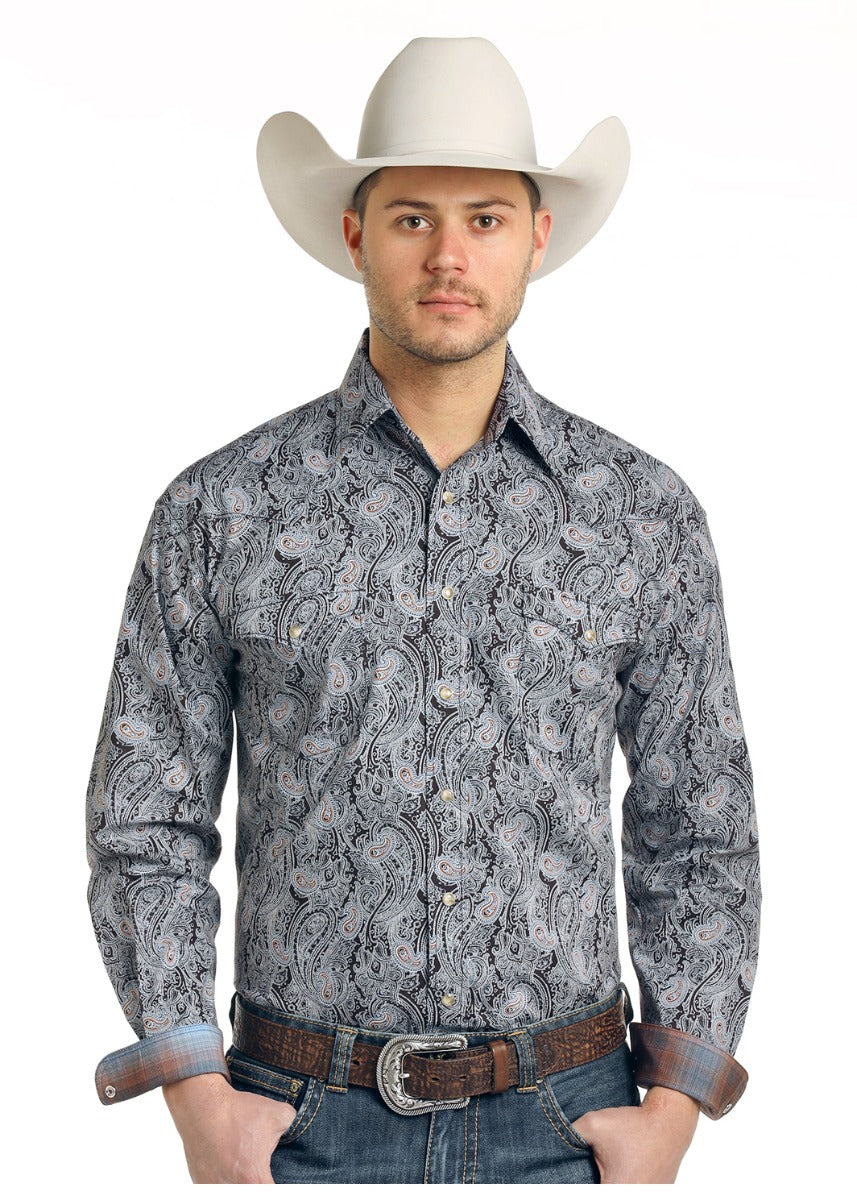 Panhandle Slim Ventura Vintage Print Mens Rough Stock Long Sleeve Shirt R0S-3174