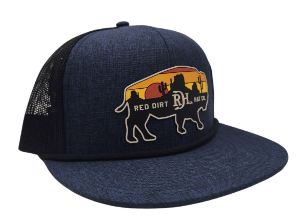 Red Dirt Heather Navy/Black Billboard Flat Bill Snapback Hat RDHC-287