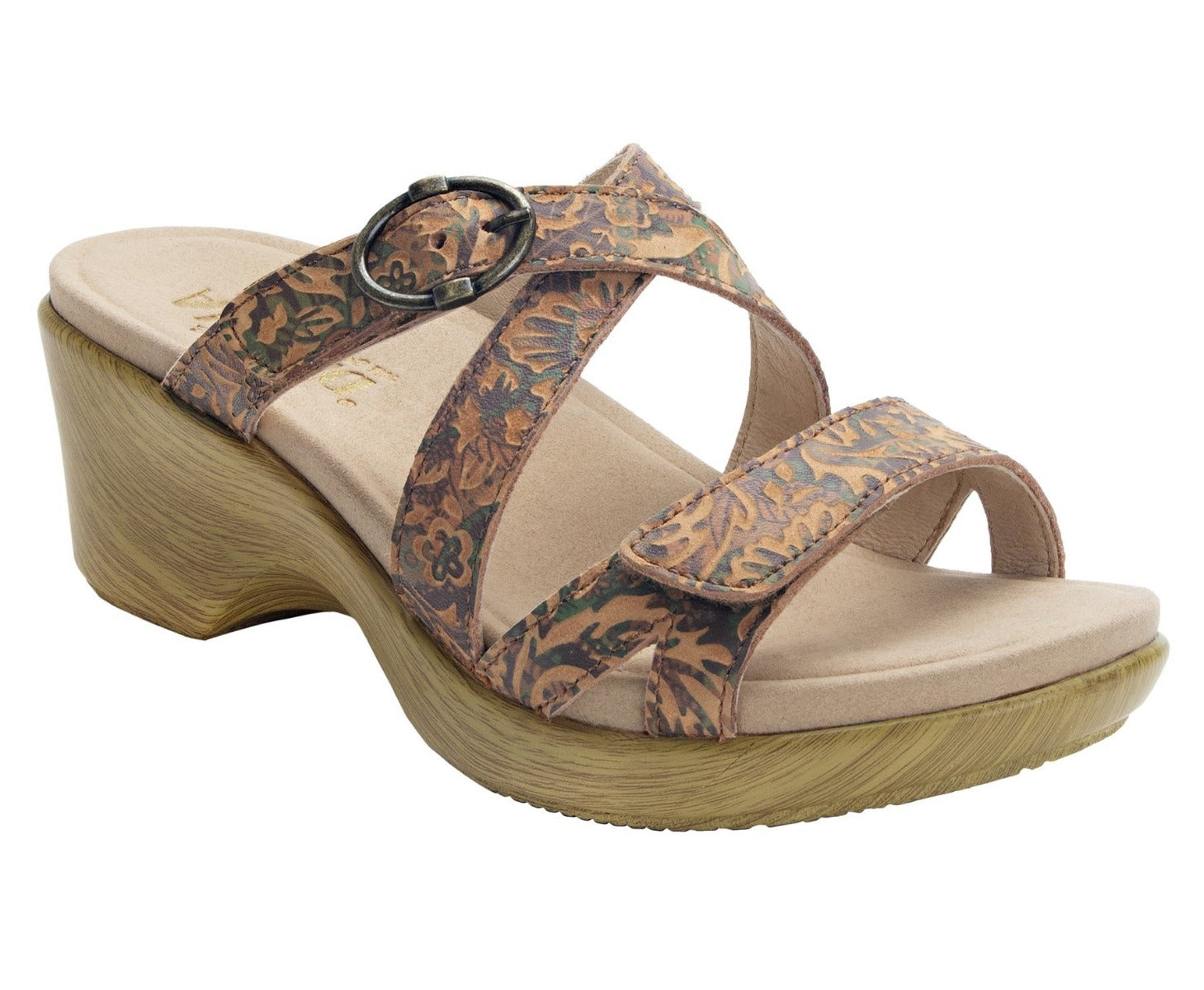 Alegria Roux Country Road Womens Adjustable Strap Slide On Wedge Sandals ROU-166