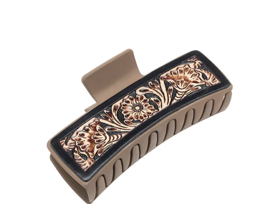 Myra Bag Hand Tooled Blossom Ridge Hair Clip S-10218HNDTLD