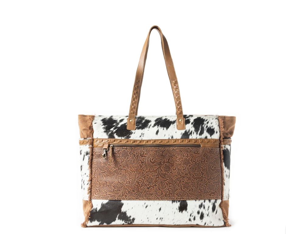 Myra Black and White Forester Junction Weekender Bag S-10917