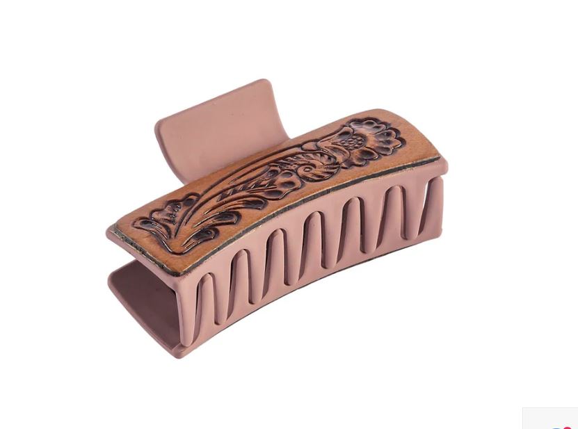 Myra Peach and Brown High Vista Hair Comb Clip S-12064-PB