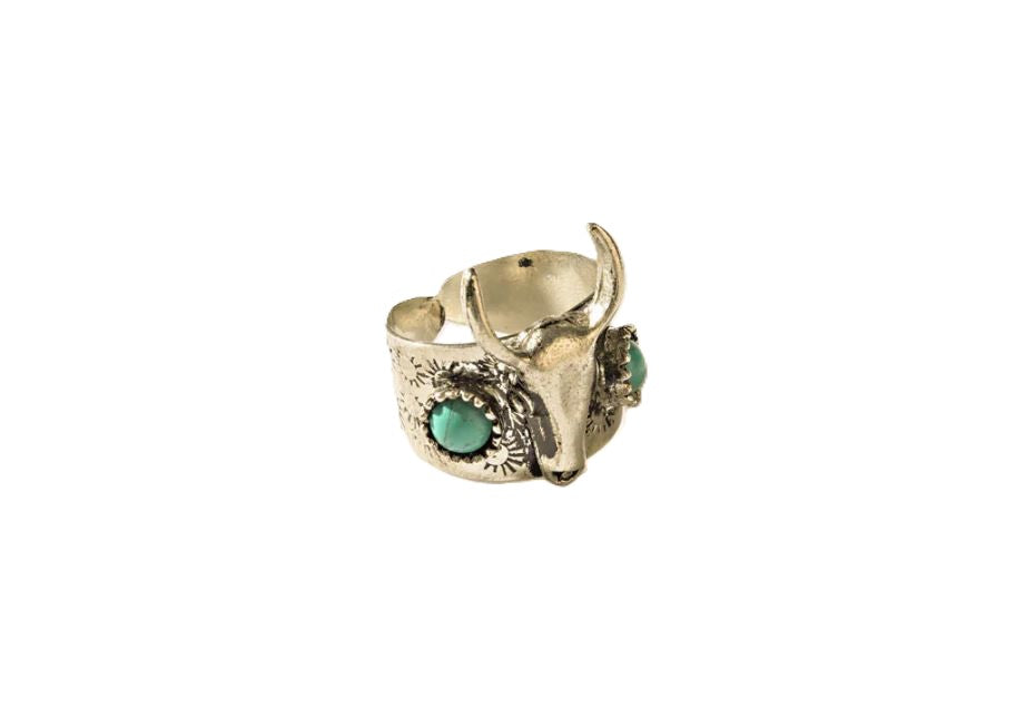Myra Longhorn Vow Ring in Sage Steel S-13013