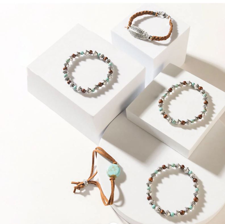 Myra Bag Santa Fe Trail Stacked Bracelet Set in Antique Turquoise S-13068