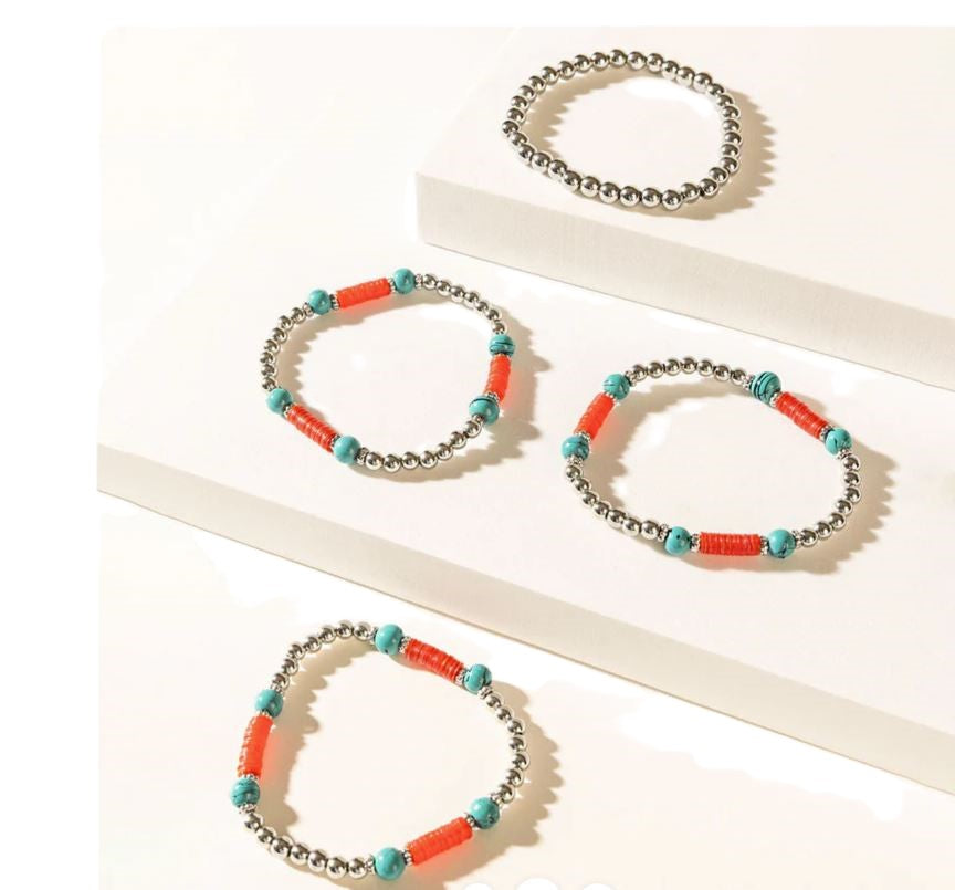 Myra Bag Red River Ritual Stacked Bracelet Set in Aqua Red S-13100